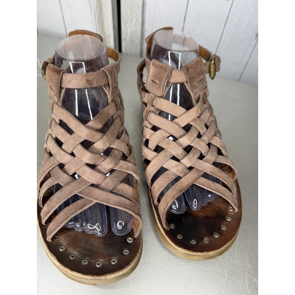 AS98 Ralston Gladiator Distressed Light Brown Strappy Leather Sandals Size 38 - Picture 2 of 7